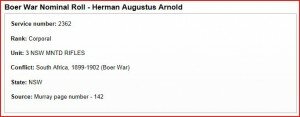 Boer War Nominal Roll Herman Augustus ARNOLD